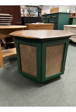 Walnut and Green MCM Side Table w/ Storage