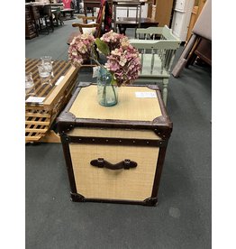 Tan Tunk Style Side Table w/ Storage