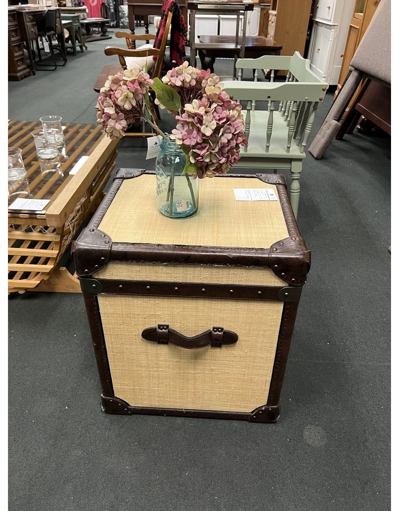 Tan Tunk Style Side Table w/ Storage