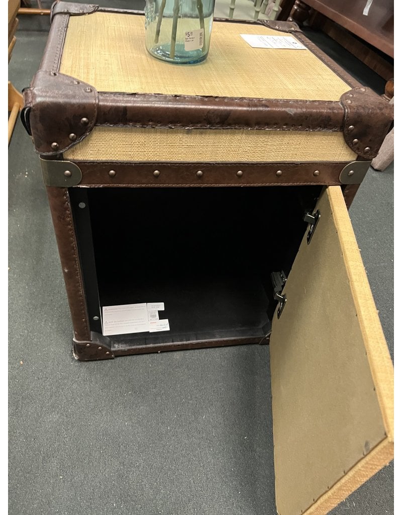 Tan Tunk Style Side Table w/ Storage