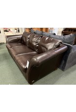 Dark Leather 3 Cushion Sofa