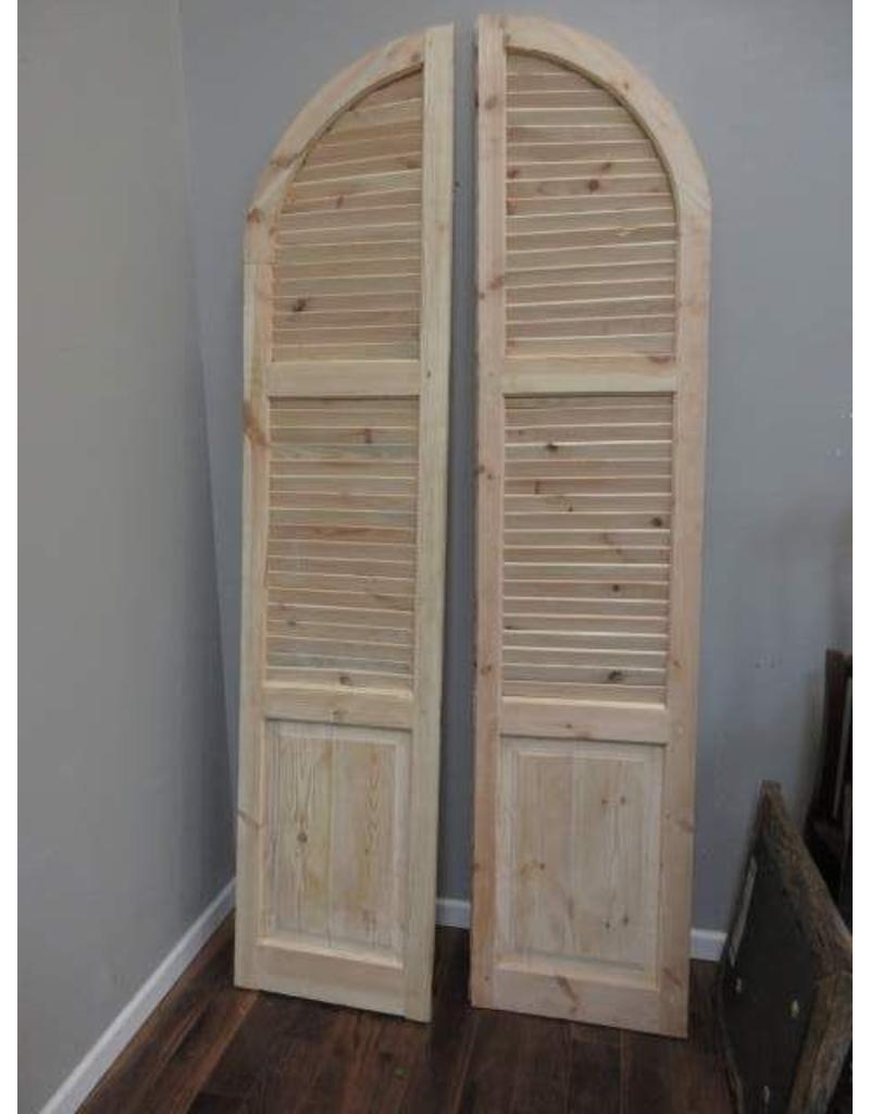 Pair of Tall Arch Top Unfinished Shutters