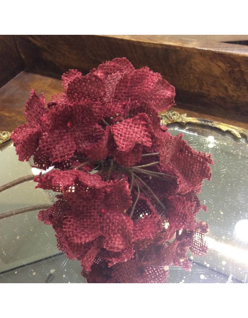 Burlap Hydrangea,   Red (14inch)