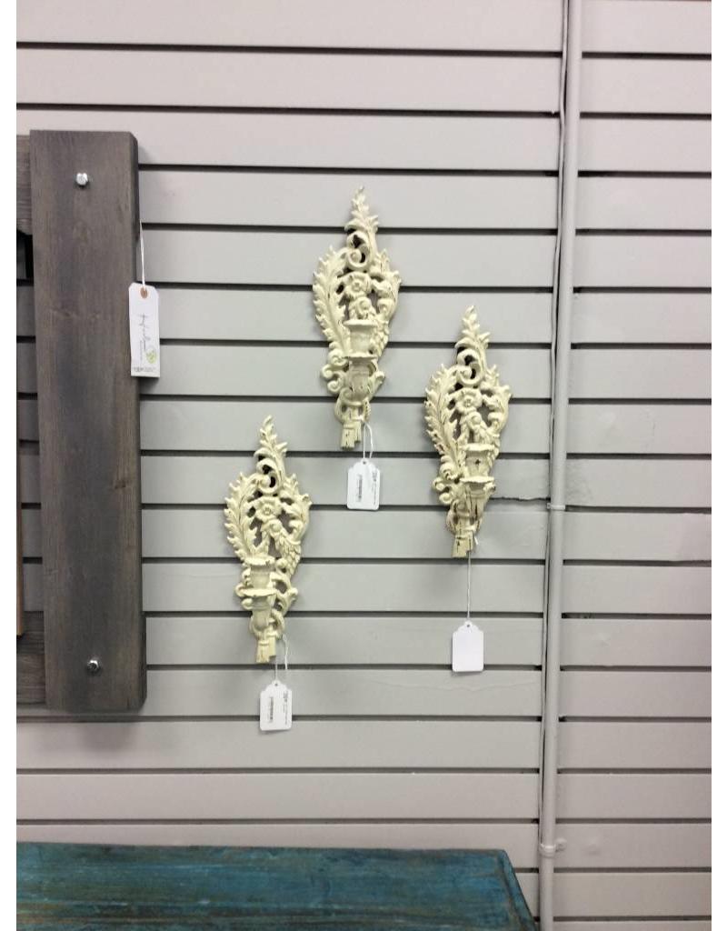 Pair Ornate Metal Wall Sconces