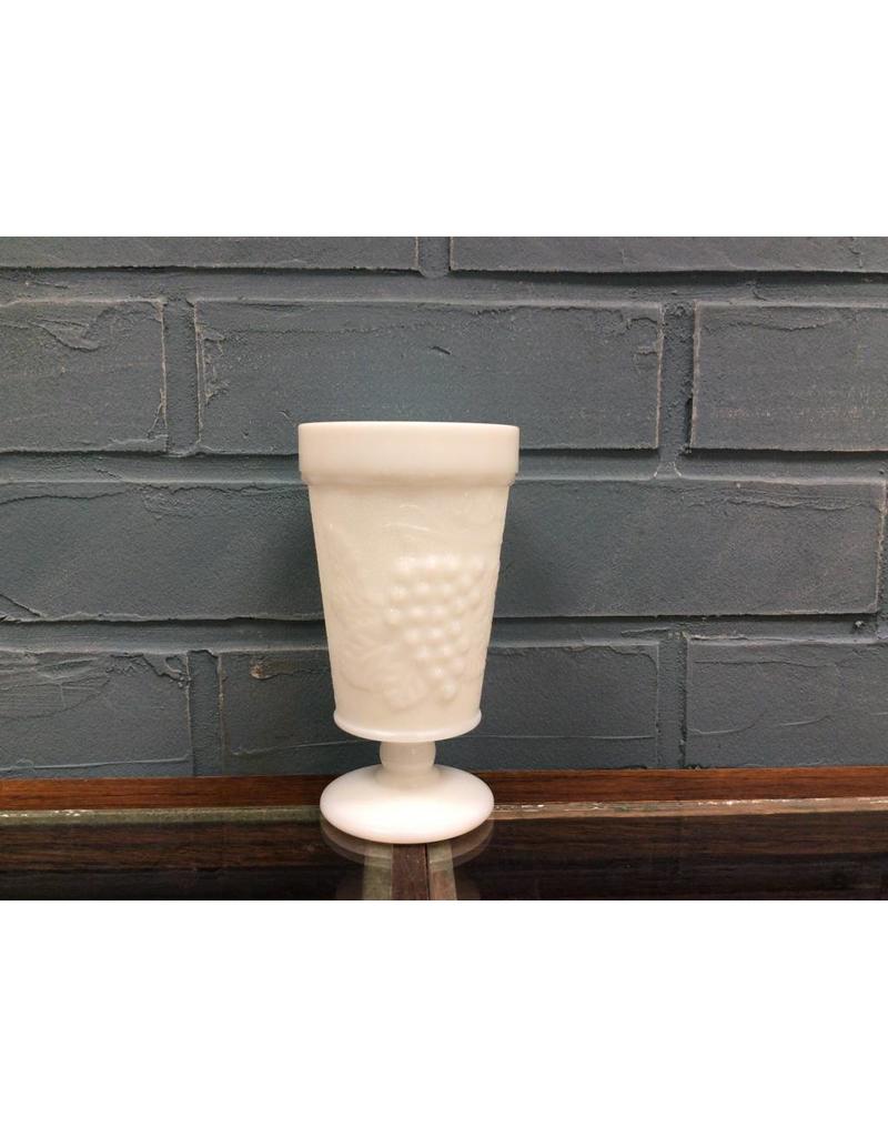 Set of 10 Footed Milk Glass Goblets