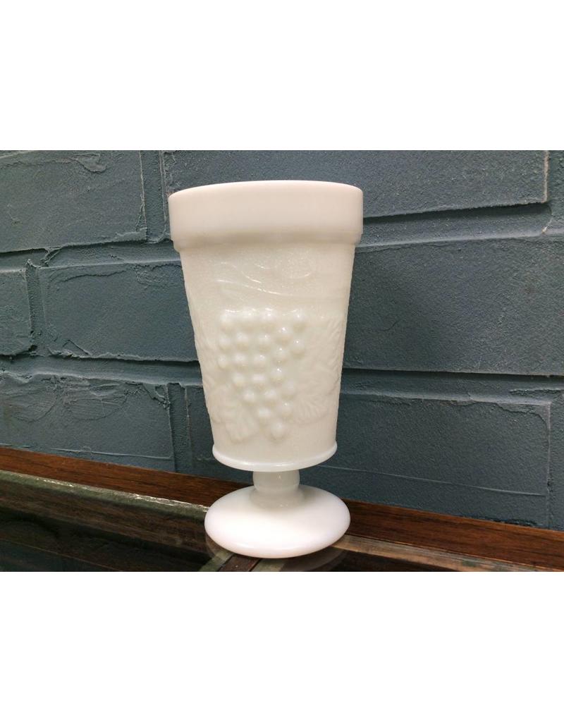 Set of 10 Footed Milk Glass Goblets