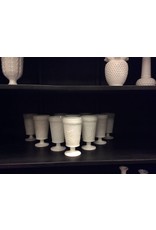 Set of 10 Footed Milk Glass Goblets
