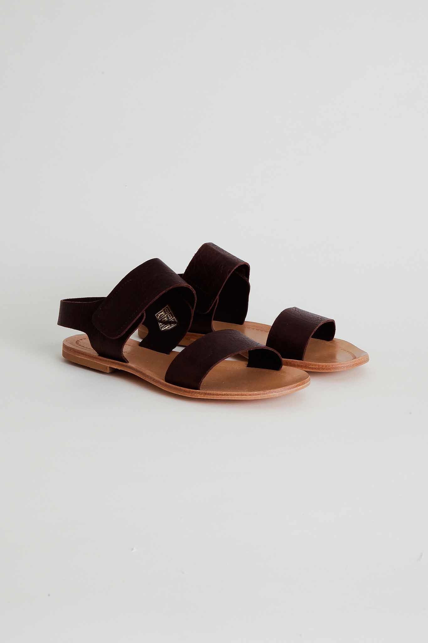 leather ankle strap flat sandals
