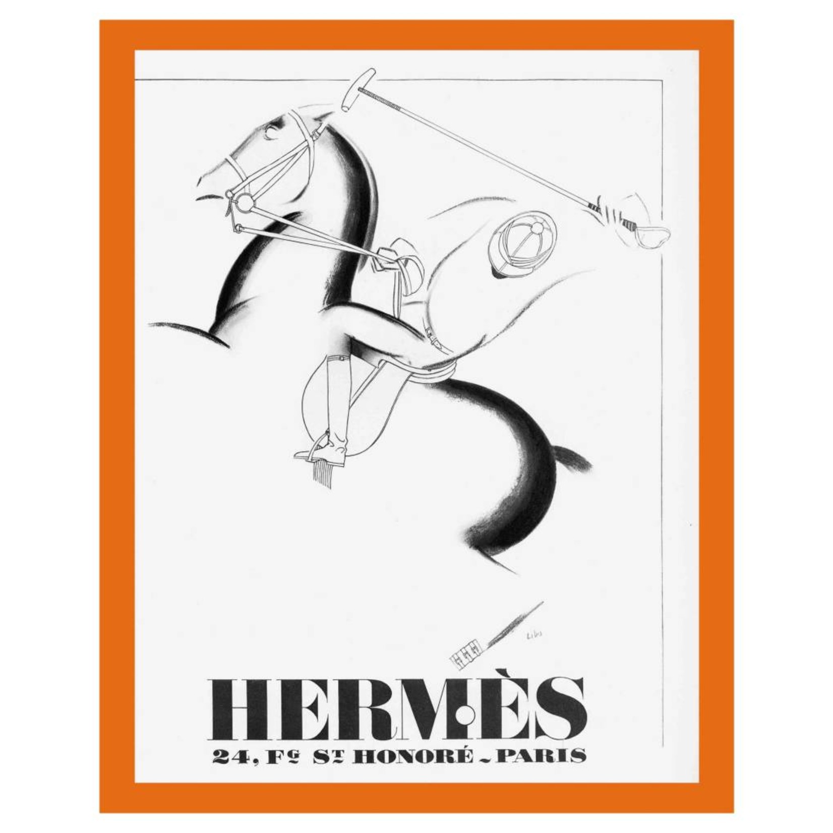 Framed Print on Rag Paper: Vintage Hermes Poster 1932 Leather Brand