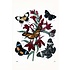 Framed Print on Rag Paper: Flowers with Butterflies Vintage Print