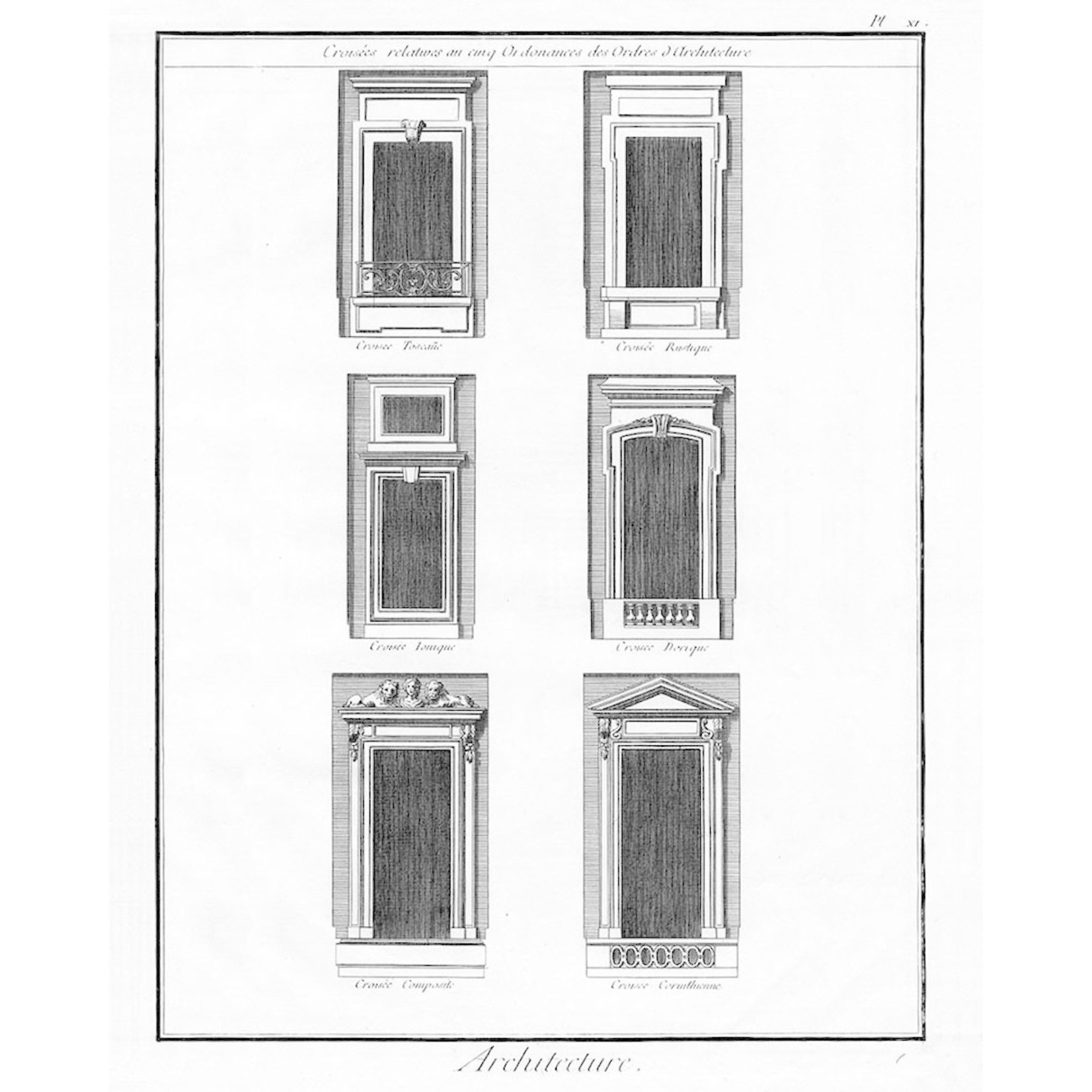 The Picturalist | Fine Art Prints on Paper Architectural Details "Croisées Relatives aux Cinq Ordonnances d'Architecture''