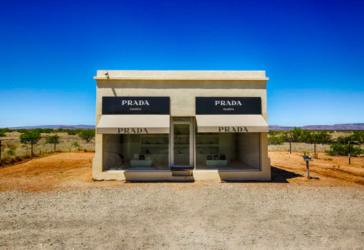 Prada Marfa in Valentine Print - Premium Quality, Framed Options. Perf -  The Picturalist- Framed Art & Photography Prints for Designed Interiors