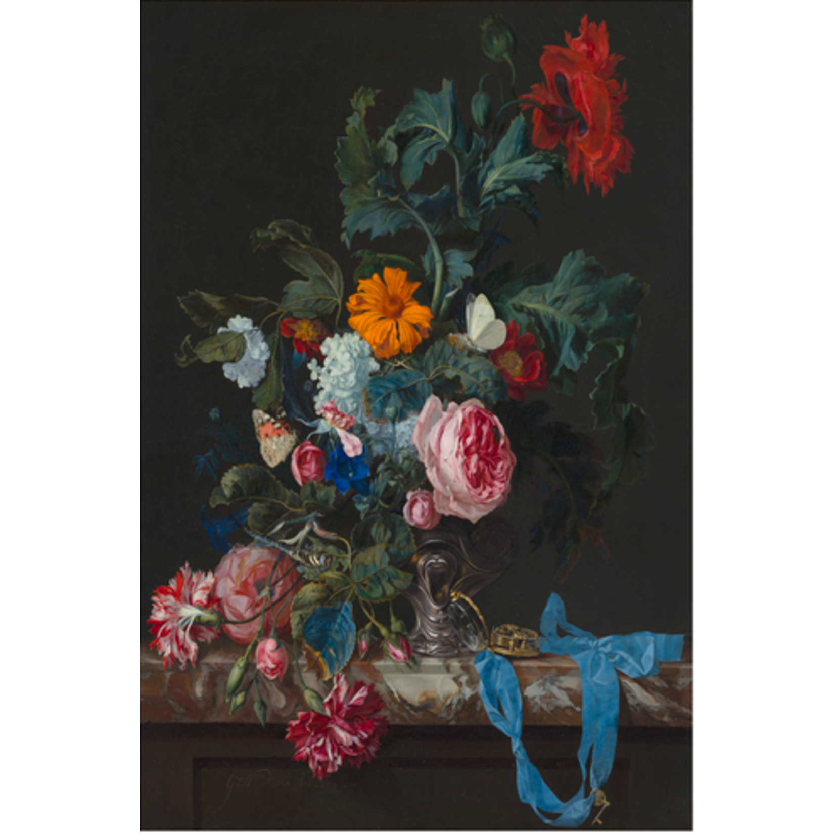 The Picturalist | Fine Art Print on Rag Paper Flower Still Life with a Timepiece by Willem van Aelst