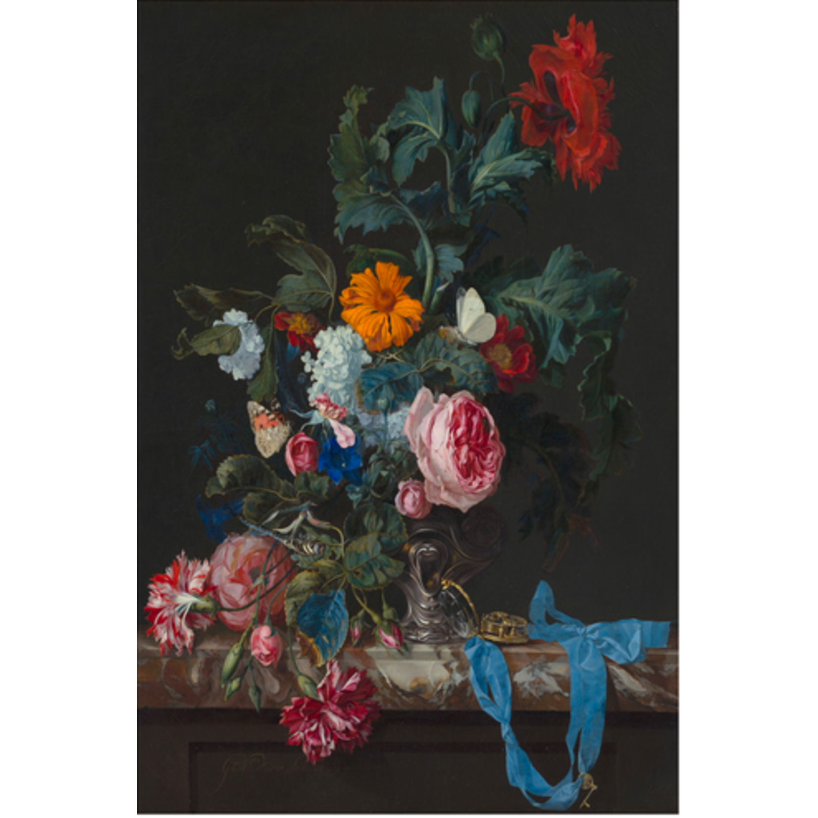 The Picturalist | Fine Art Prints on Paper Flower Still Life with a Timepiece by Willem van Aelst