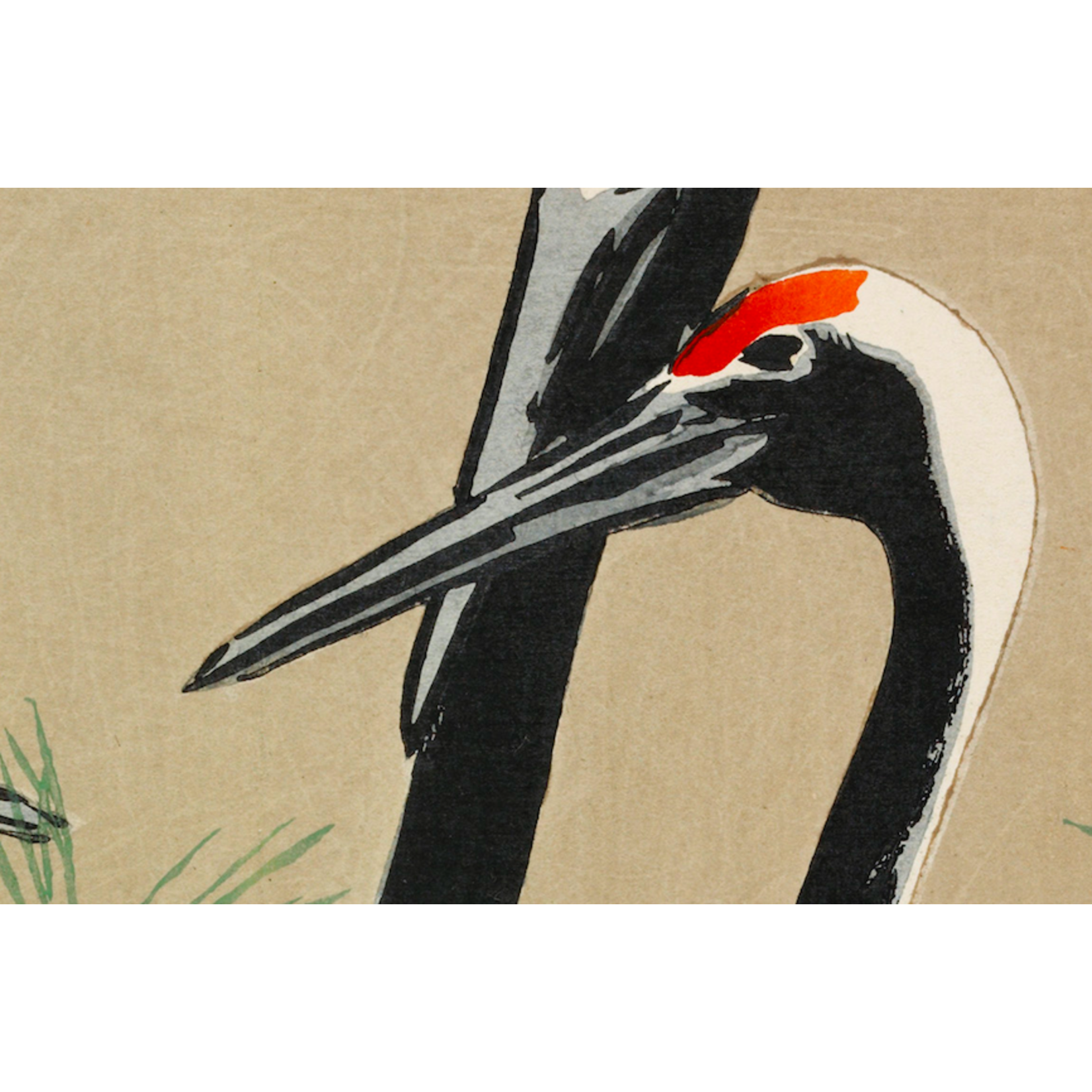 Framed Print on Rag Paper: Cranes from Momoyogusa by Kamisaka Sekka