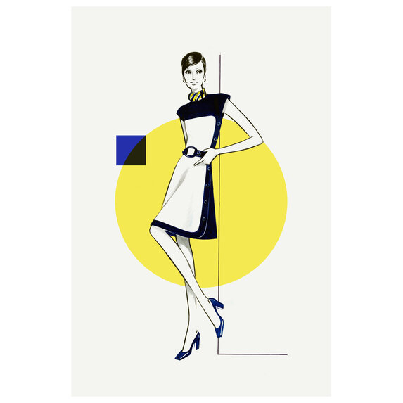 The Picturalist | Fine Art Prints on Paper Yellow & Blue Vintage Sketches 60S