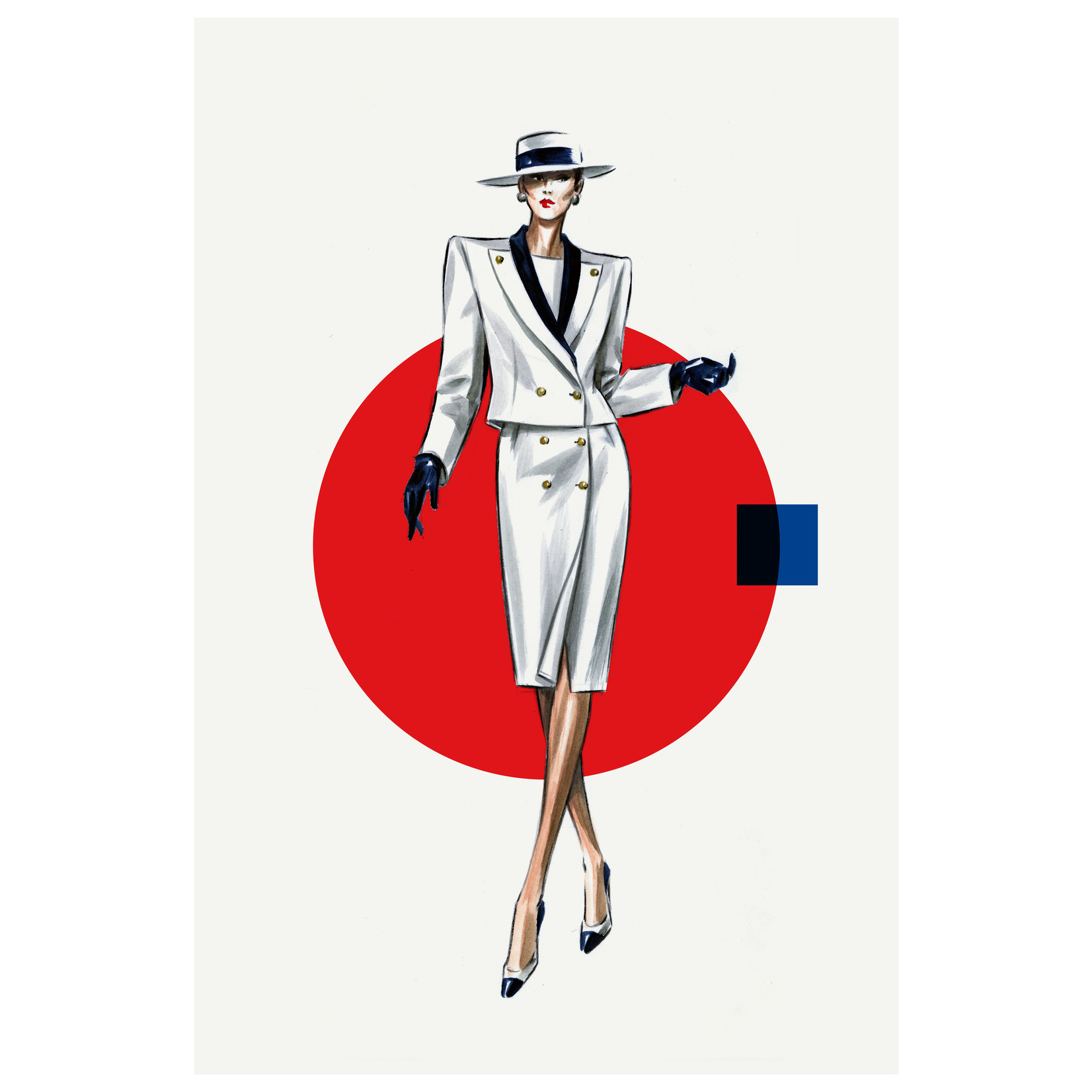 The Picturalist | Fine Art Prints on Paper Red Dot White Look Fashion Vintage Sketches 80S