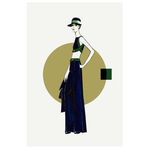 Framed Print on Rag Paper: Maxi Skirt Fashion