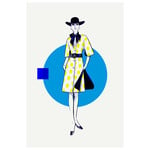 Framed Print on Rag Paper: Yellow Dots & Blue Dress