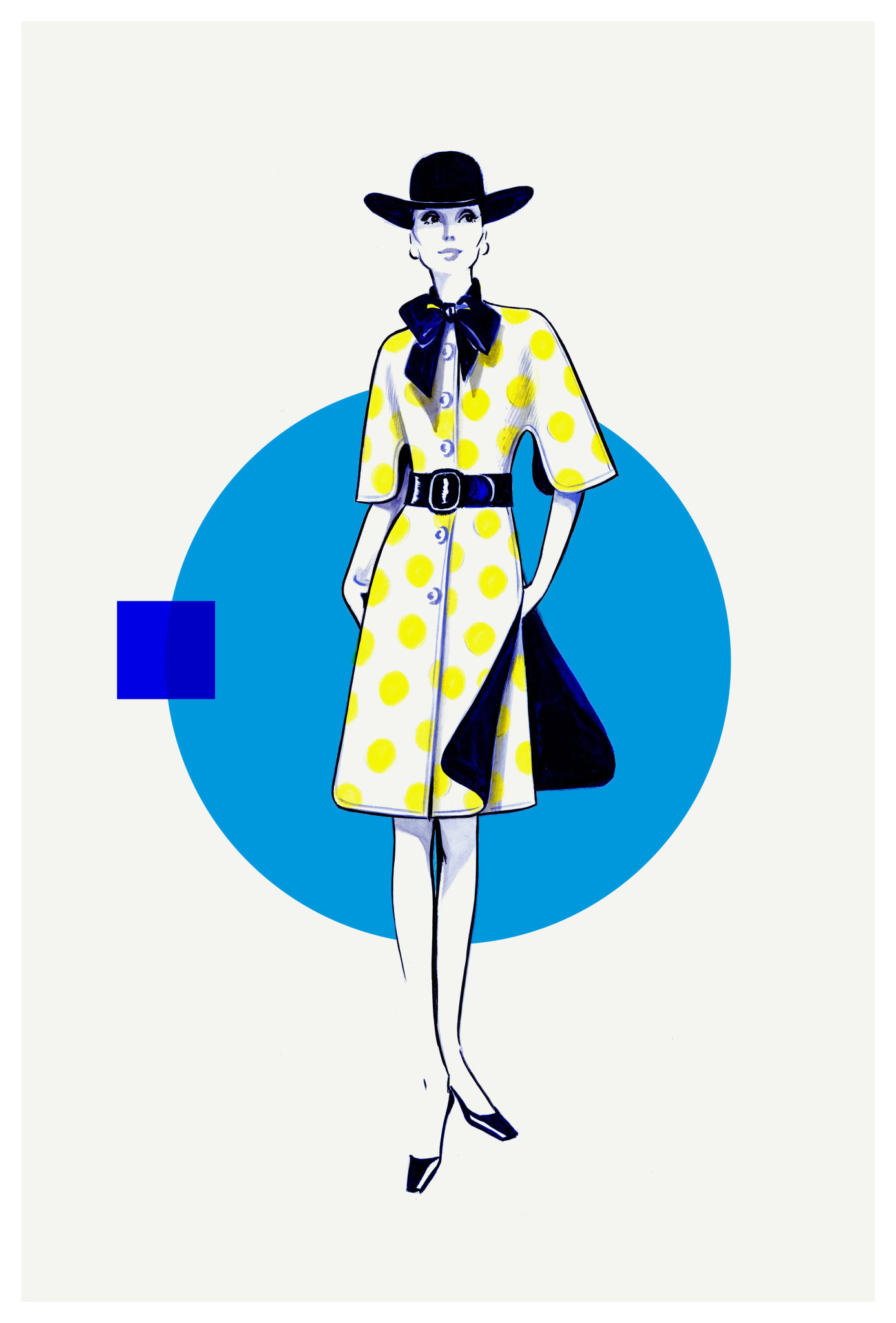 Fashion Vintage Sketches from 60s-80s sourced in Spain. Yellow Dots ...