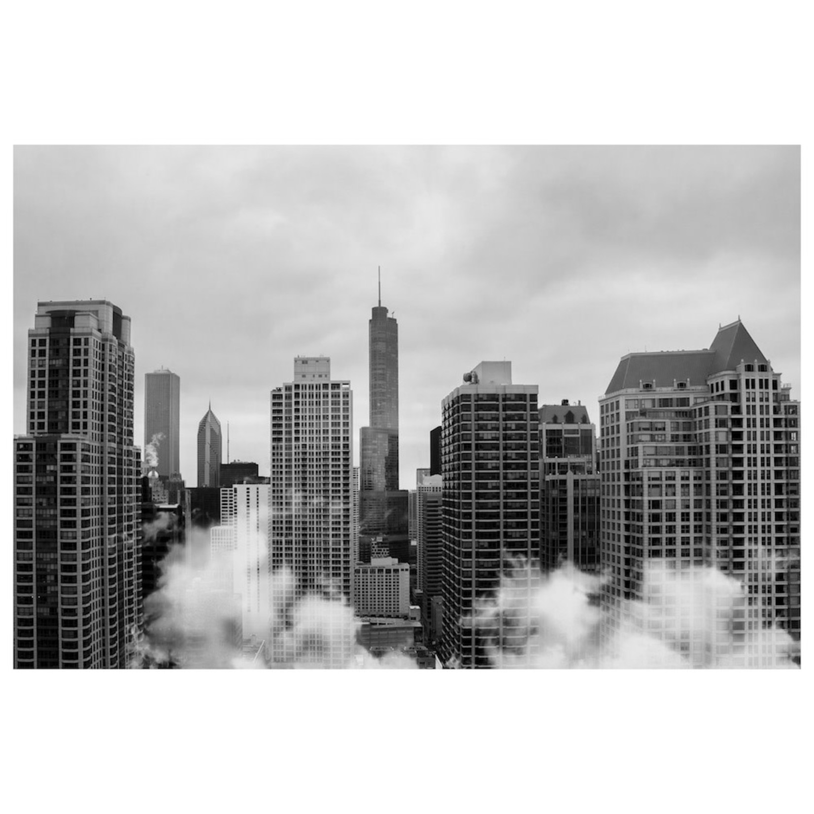 chicago skyline black and white background