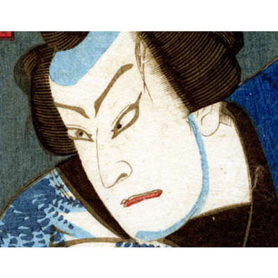 Framed Print on Rag Paper: Japanese Kabuki Sketches by Toyohara Kunichika 1