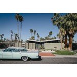 Fine Art Print on Rag Paper Palm Springs House with Classic Car