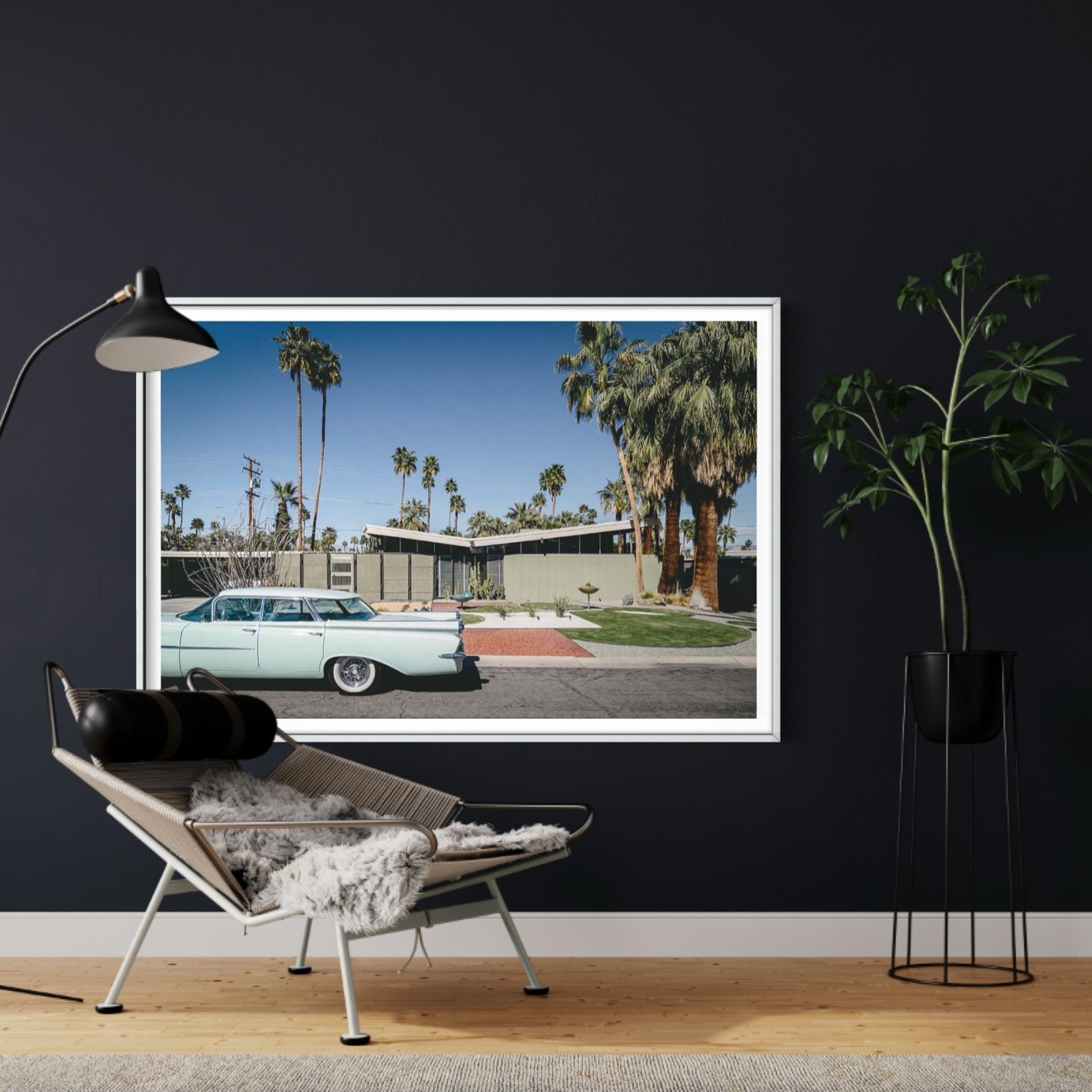 Framed Print on Rag Paper: Palm Springs House by Jed Gordon-Moran
