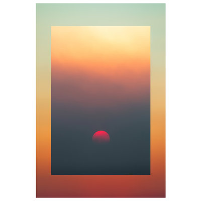 Framed Print on Rag Paper: Red Moon Sunset by Francesco Alessandrini