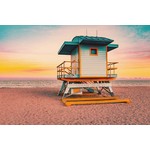 Framed Print on Rag Paper: Colorful Miami Beach Lifeguard tower 3