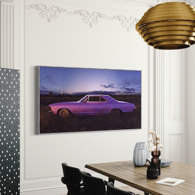 Pink 1970s American Classic Car in a Field at Sunset by Paul Campbell via Getty Images Gallery