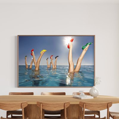 Framed Print on Rag Paper Group of legs portruding out of infinity pool by Karan Kapoor via Getty Images Gallery
