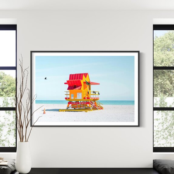 The Picturalist | Fine Art Print on Rag Paper Colorful Miami Beach lifeguard tower with blue sky by Arthur Debat via Getty Images Gallery