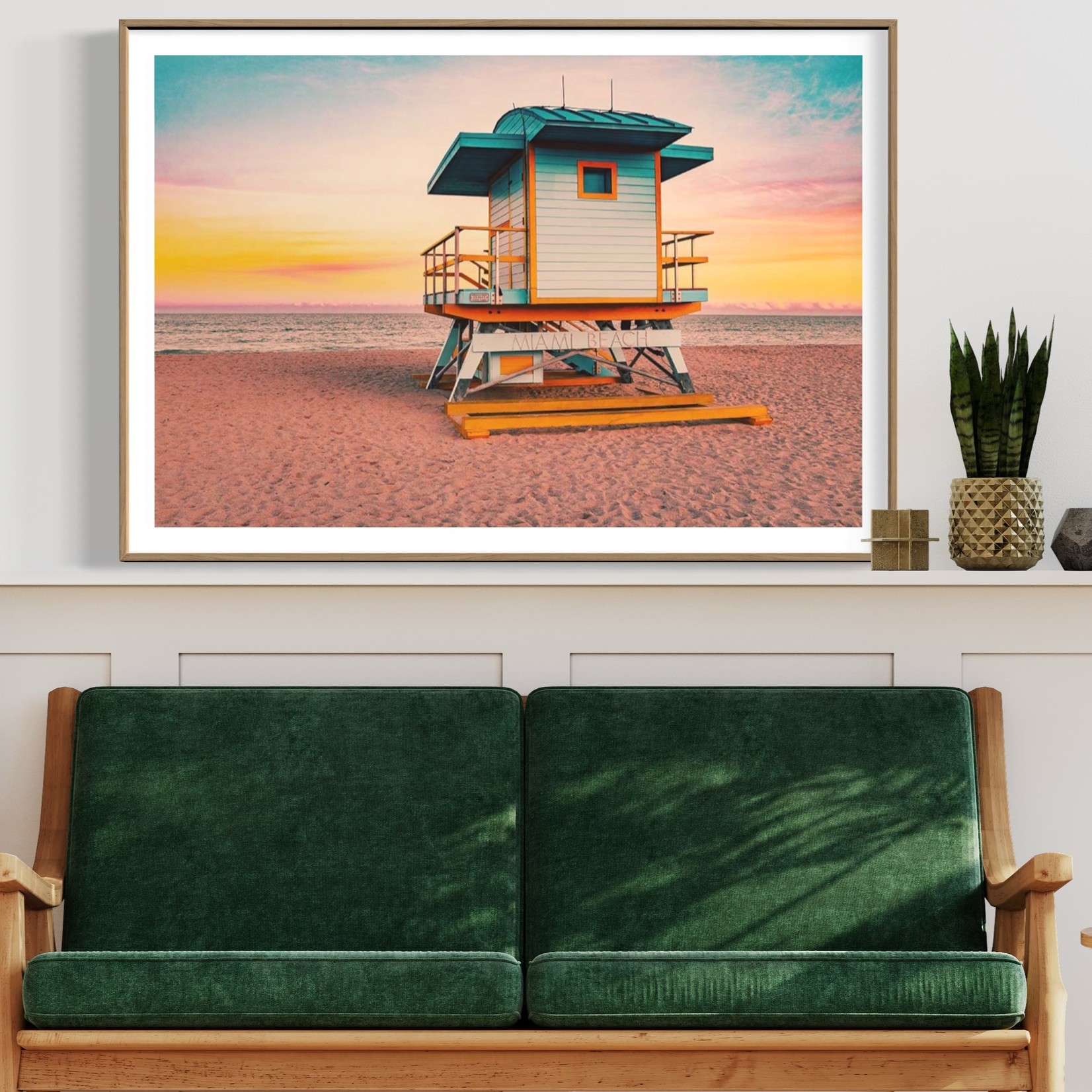 Framed Print on Rag Paper Colorful Miami Beach lifeguard tower 3 by Artur Debat via Getty Images Gallery