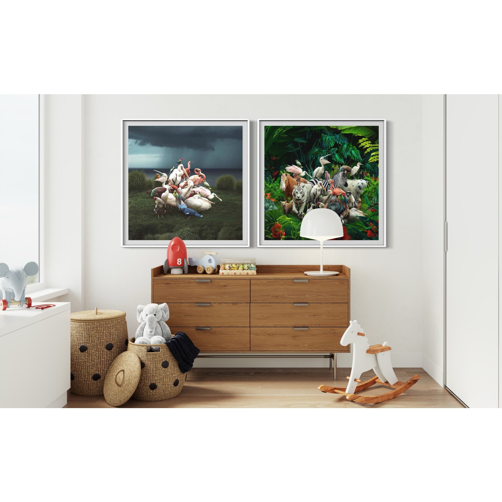 Framed Print on Rag Paper Big family in the forest by Vizerskaya via Getty Images Gallery