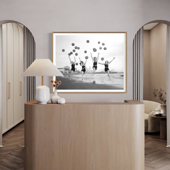 The Picturalist Fine Art Print on Rag Paper: Balloon Dancers on Long Beach by Bettmann via Getty Images Gallery