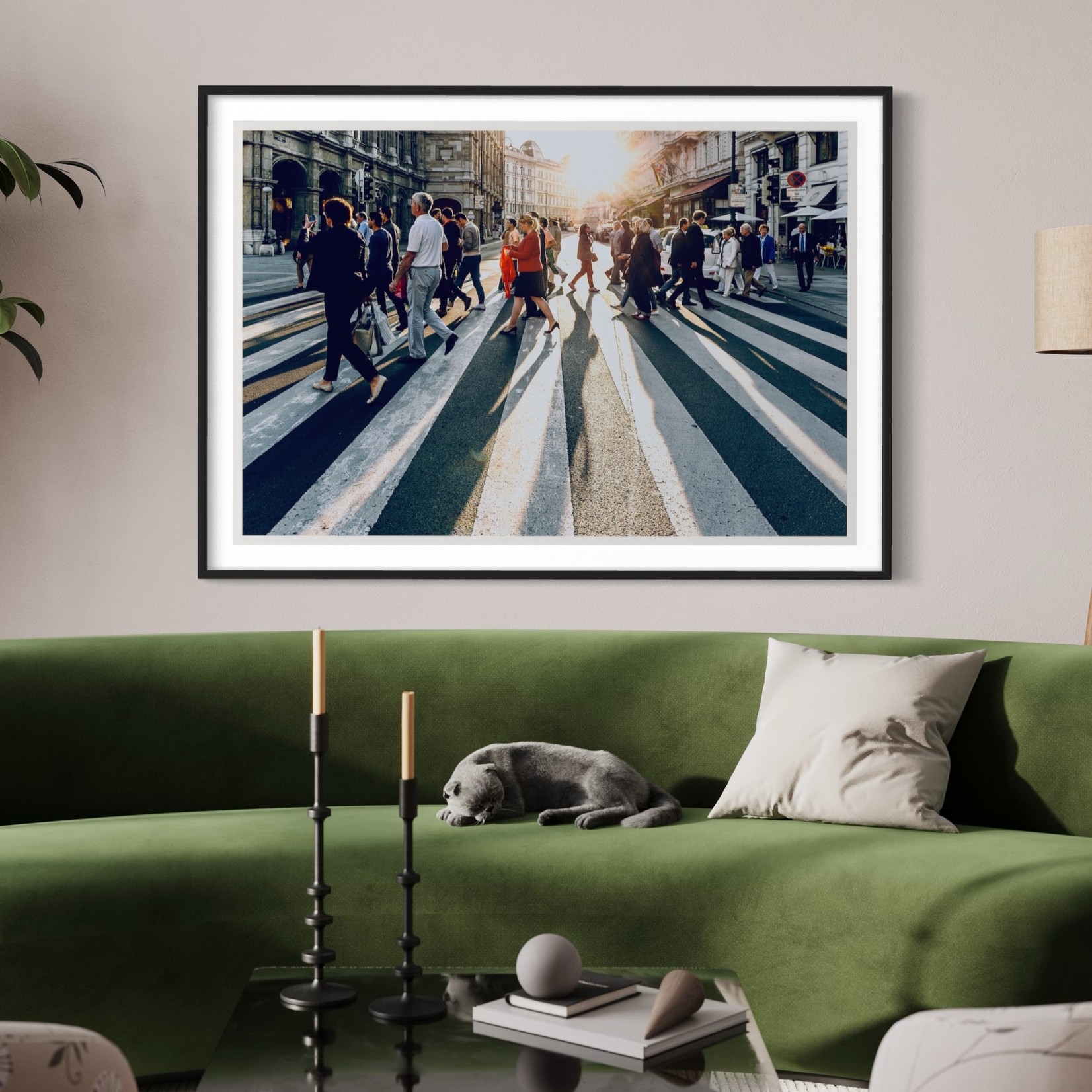 Framed Print on Rag Paper: Out in the City by P. Kolln