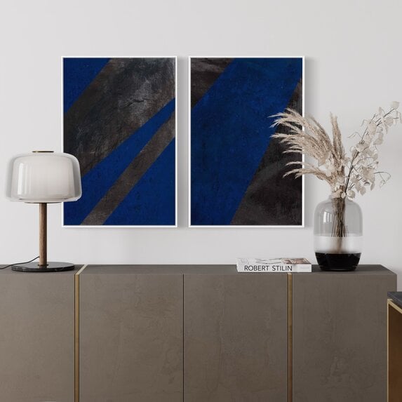 Stretched Print on Canvas Black and Blue 1 Canvas by Evelyn Ogly