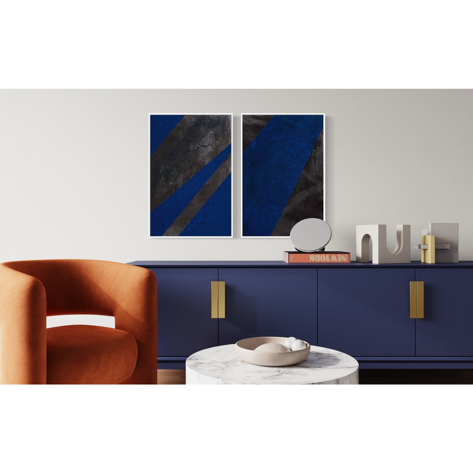 The Picturalist | Print on Canvas Black and Blue 2 Canvas by Evelyn Ogly