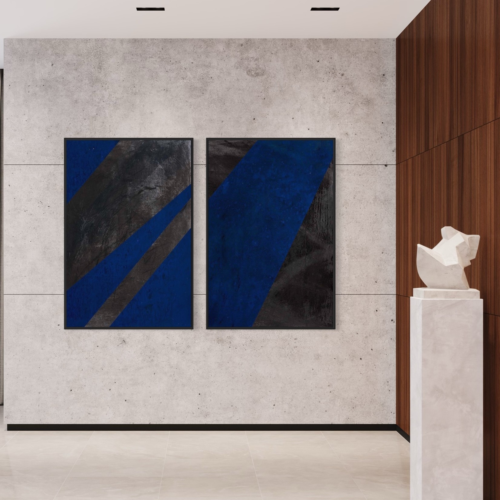 The Picturalist | Print on Canvas Black and Blue 2 Canvas by Evelyn Ogly