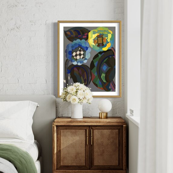 Framed Print on Rag Paper: Still Life in Blue and Green by Georges Benedictus