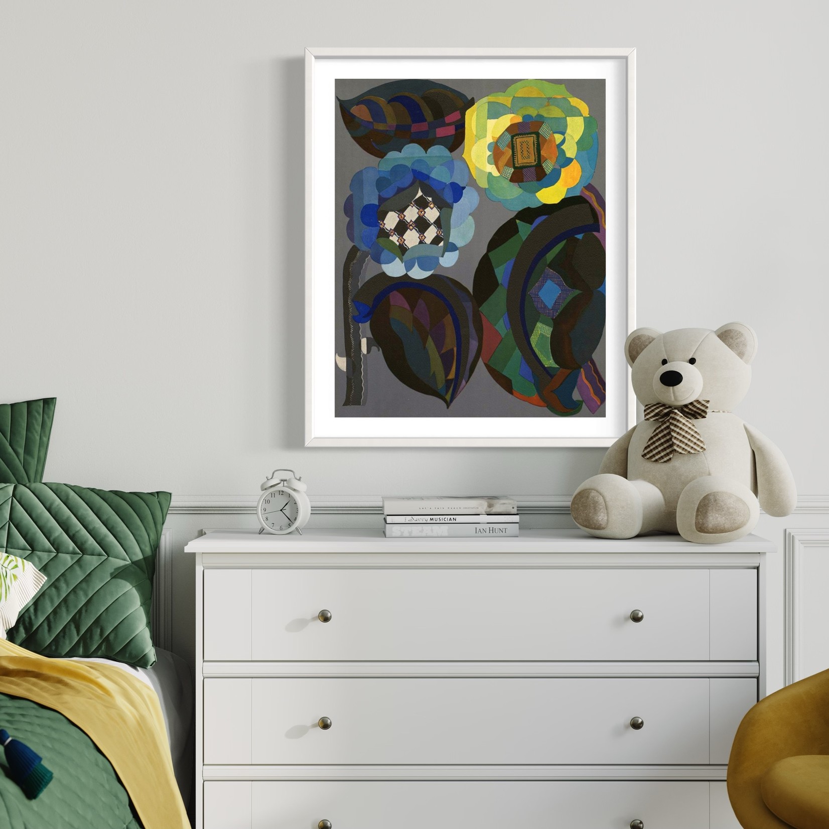 Framed Print on Rag Paper: Still Life in Blue and Green by Georges Benedictus