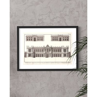 Framed Print on Rag Paper: Elevation du Grand Hotel de Paris by J.F. Blondel, Architect of the King.