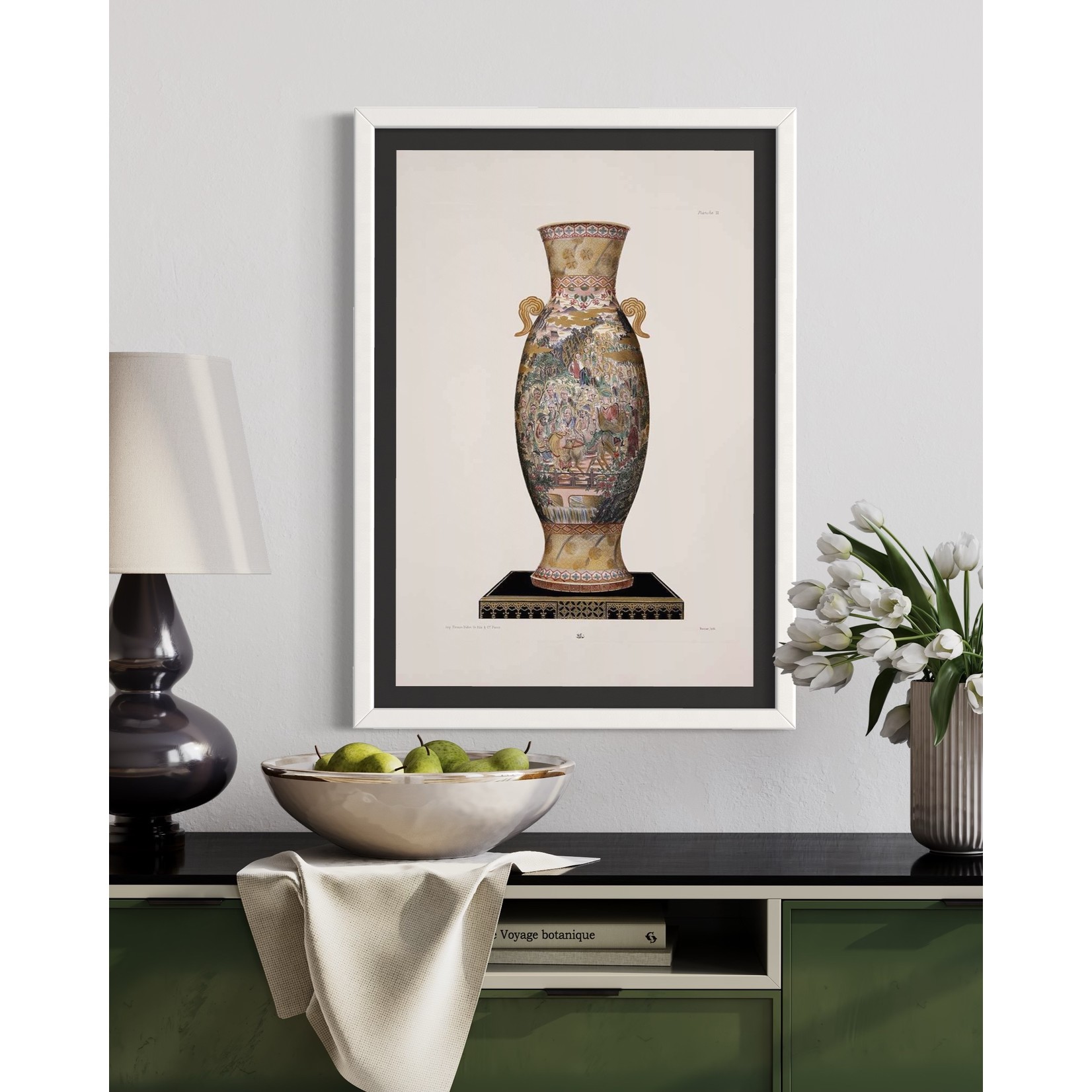 The Picturalist Fine Art Print on Rag Paper: Chinese Vase in Gold and Pink Print on Paper