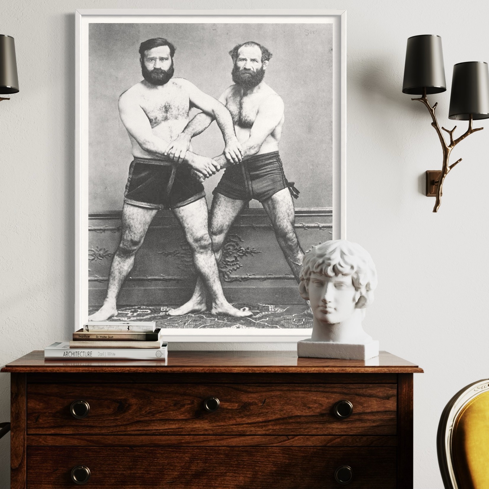 The Picturalist | Fine Art Prints on Paper Les Lutteurs-Marseille Frères by Leon Cremiere