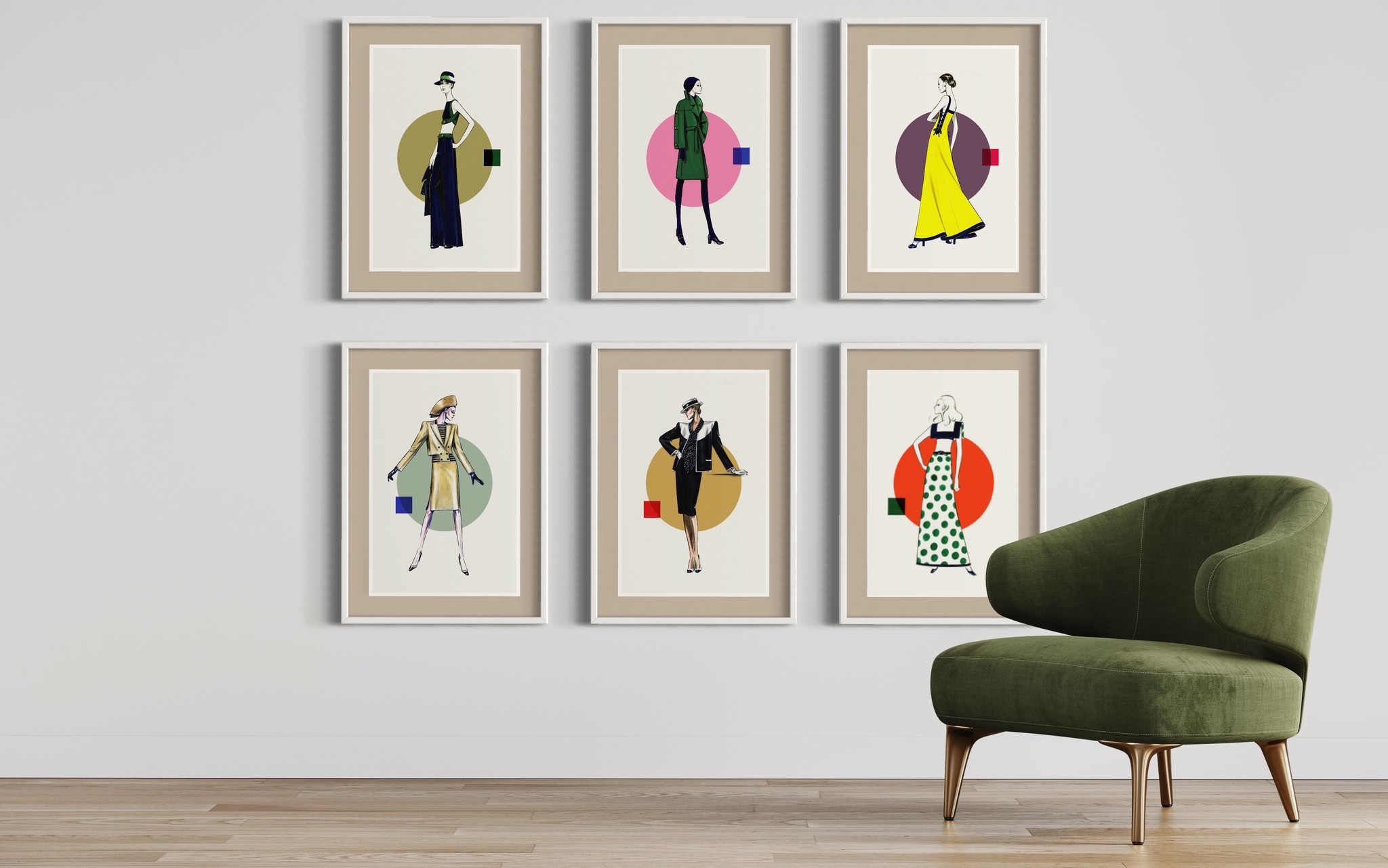 Fashion Vintage Sketches 60S Print - Yellow & Blue Dress, archival pap -  The Picturalist- Framed Wallart and Framed Photography online for Interior  Designers, Architects, Hospitality Design