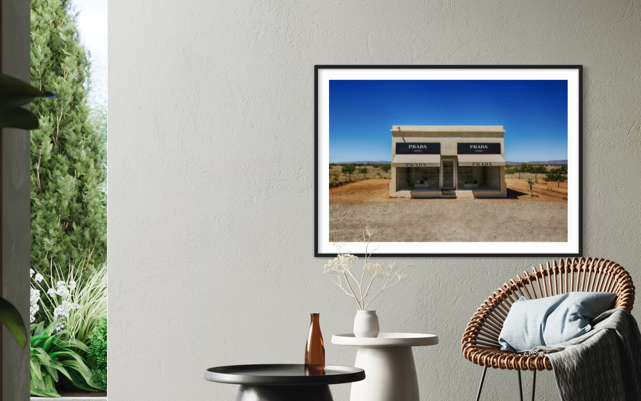 Prada Marfa in Valentine Print - Premium Quality, Framed Options. Perf -  The Picturalist- Framed Art & Photography Prints for Designed Interiors