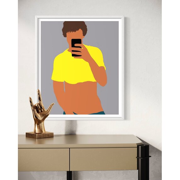 Framed Print on Rag Paper: Selfie in Yellow by Michael Schleuse