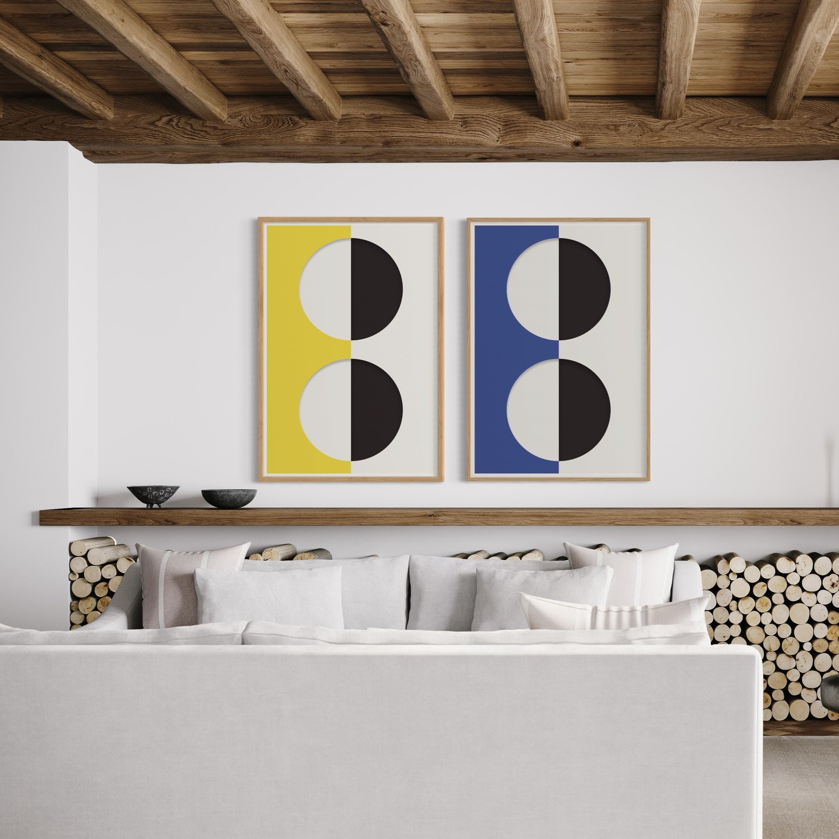 Framed Print on Rag Paper: Blink Series with Yellow by Francesco Alessandrini