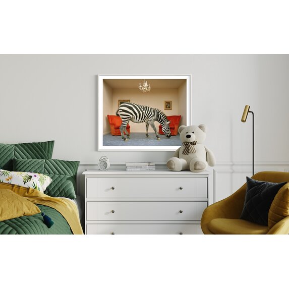 Getty Images Gallery Zebra in living room smelling rug by Matthias Clamer via Getty Images Gallery